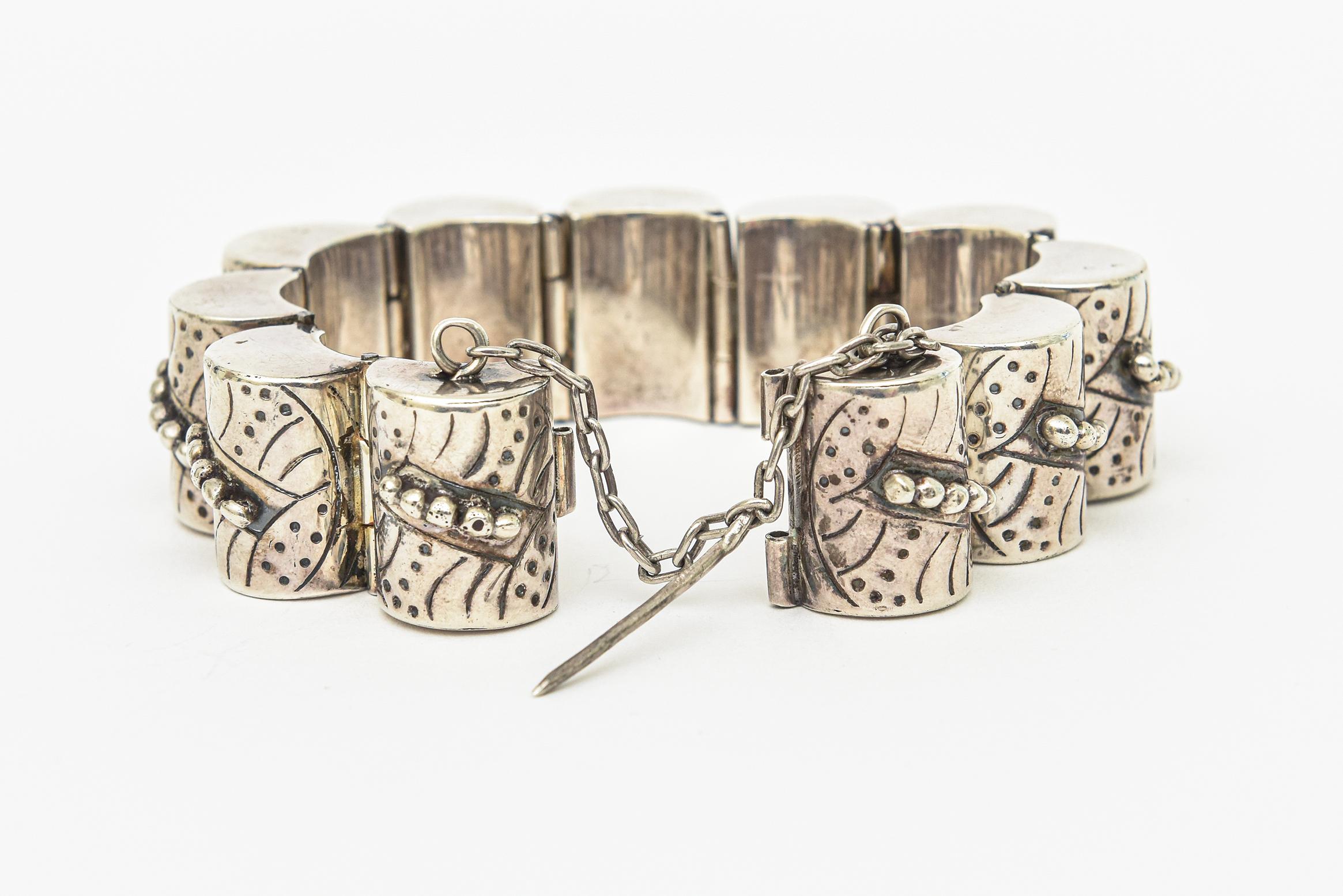 Vintage signiert Sterling Silber Armband mit passenden Ohrringe Set im Angebot 2