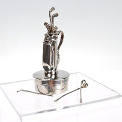 Miniatur-Golfschachtel aus Sterlingsilber mit Deckel, signiert