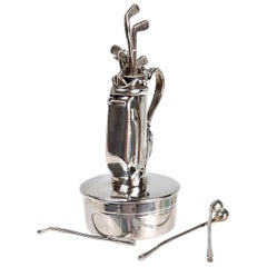 Miniatur-Golfschachtel aus Sterlingsilber mit Deckel, signiert