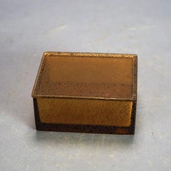 Vintage Signed Steuben Amber Art Glass Lidded Jewelry Box C1930