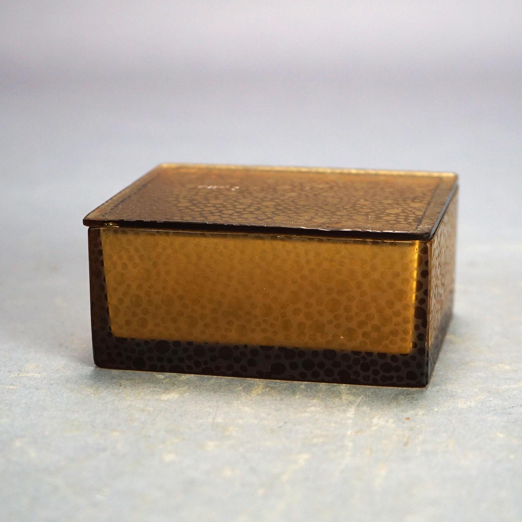 Vintage Signed Steuben Amber Art Glass Lidded Jewelry Box C1930 In Good Condition In Big Flats, NY