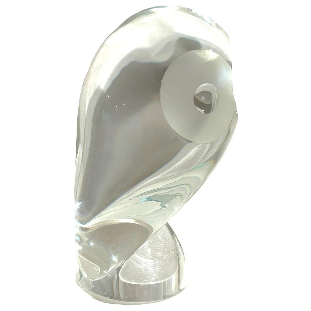 Mid-Century Modern Vintage Signed Steuben Mid Century Modern Crystal Perched Owl Figurine For Sale