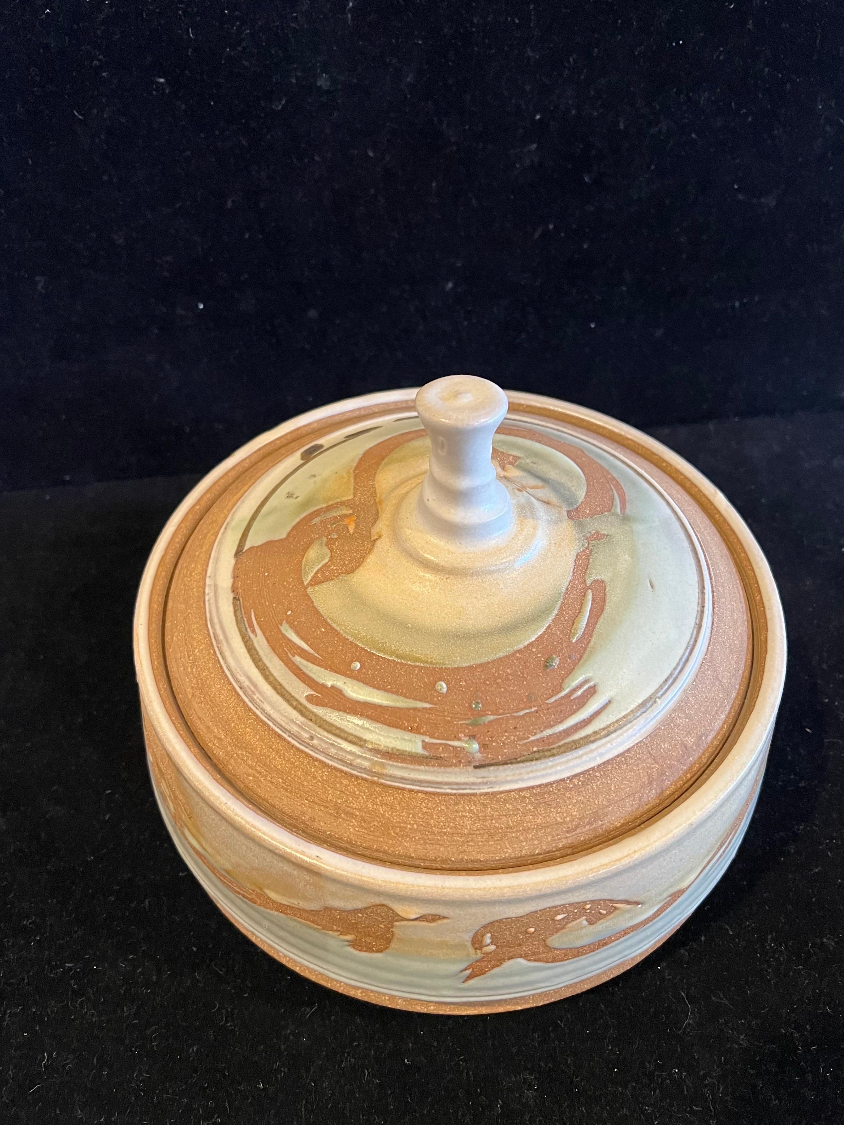 20th Century Vintage Signed Studio Pottery Covered Dish by Don Hanson1970's