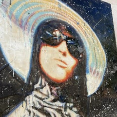 Vintage Signed Sylvan Roberge Encaustic & Pigmented Wax Painting of Young Woman