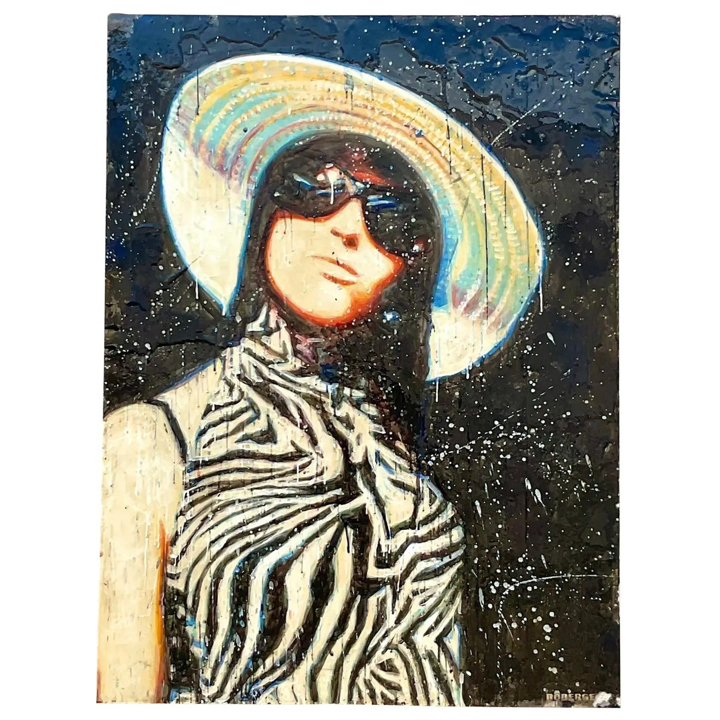 Signiertes Enkaustik- und Pigment-Wachs-Gemälde einer jungen Frau, Sylvan Roberge, Vintage