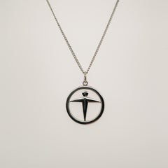 Vintage Signed Tiffany & Co. Manpower Sterling Silver Pendant Necklace