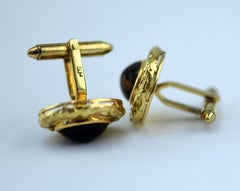Vintage Signed Tigers Eye Nugget Style 14 Karat Yellow Gold Cufflinks 19.4 Grams