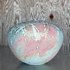 Vintage Signed Tony Evans Raku Pottery Seed Pot Form