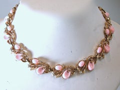 Vintage Signed Trifari Pink Parure … Necklace, Bracelet & Earrings