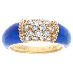 Vintage Signed Van Cleef & Arpels Diamond Lapis 18 Karat Gold Philippine Ring