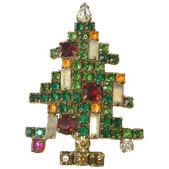 Vintage Signed Weiss 5 Candle Christmas Tree Brooch