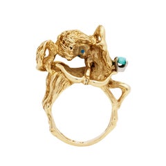 Vintage Signed William Ruser 14 Karat Sagittarius Figurative Ring