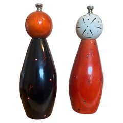 Vintage Signed Wooden Salt and Pepper Shakers.