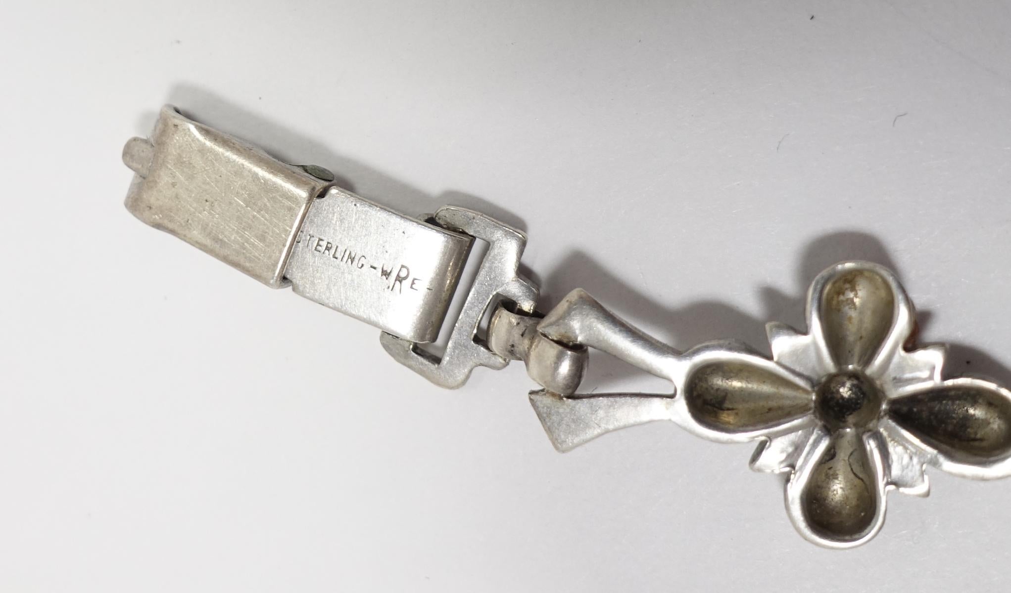 Vintage Signed WRE Sterling Silver Bracelet In Good Condition For Sale In New York, NY