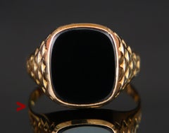 Vintage Signet Men Ring 5.5ct. natural Onyx solid 18K Gold ØUS9.75 / 3.5 gr.