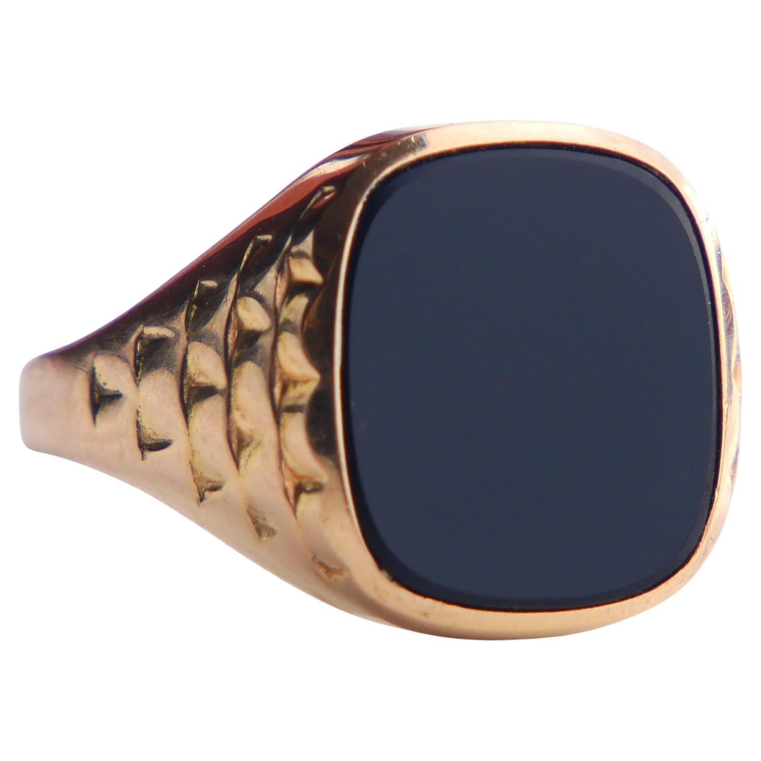 Vintage Signet Männer Ring 5,5ct. natürlichen Onyx massiv 18K Gold ØUS9.75 / 3.5 gr.