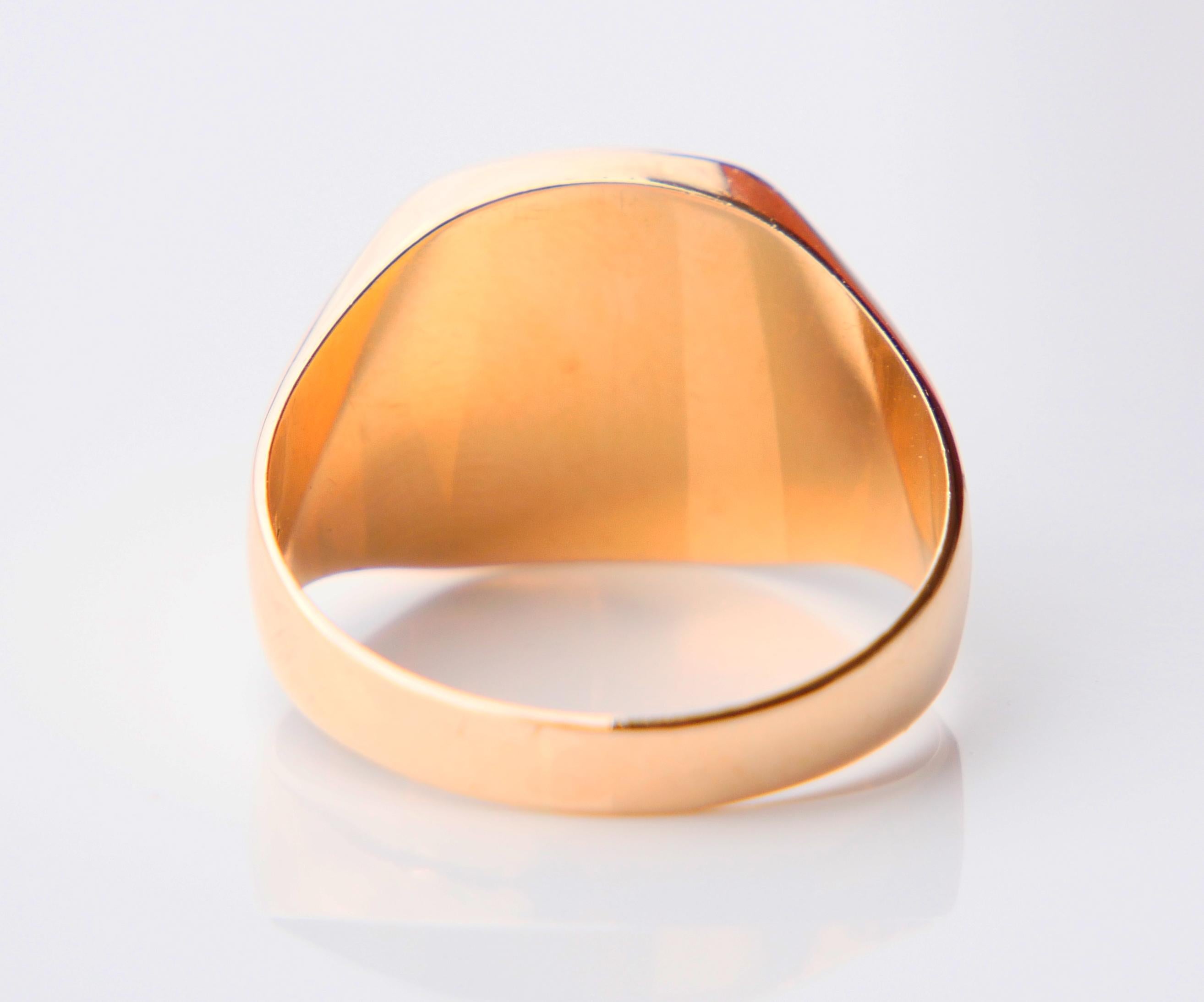 Vintage Signet Men Ring 4ct natural Onyx solid 18K Gold Ø US 10.75 / 4.9gr For Sale 5