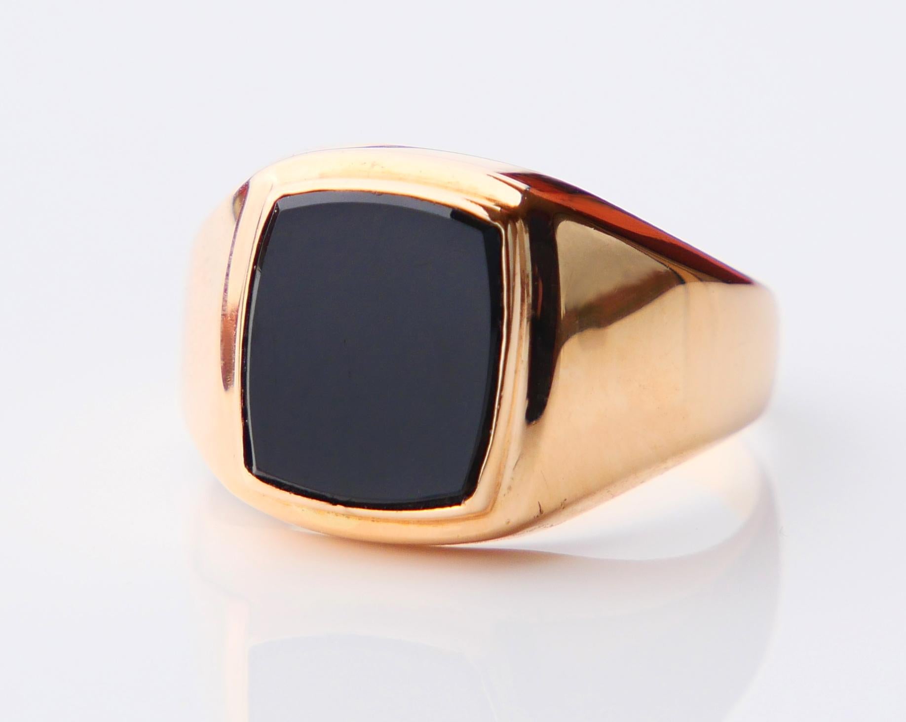 Vintage Signet Men Ring 4ct natural Onyx solid 18K Gold Ø US 10.75 / 4.9gr For Sale 7