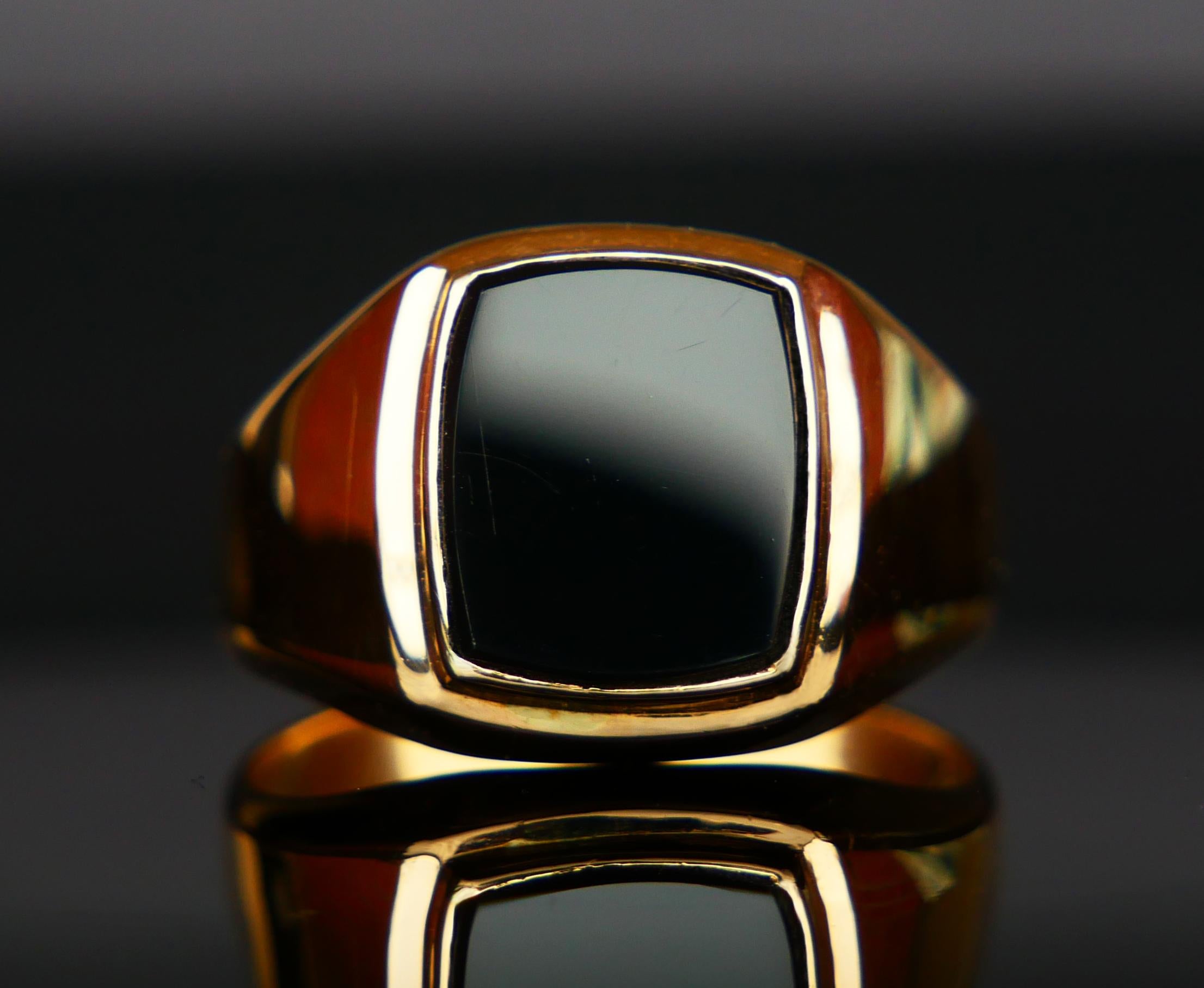 Retro Vintage Signet Men Ring 4ct natural Onyx solid 18K Gold Ø US 10.75 / 4.9gr For Sale
