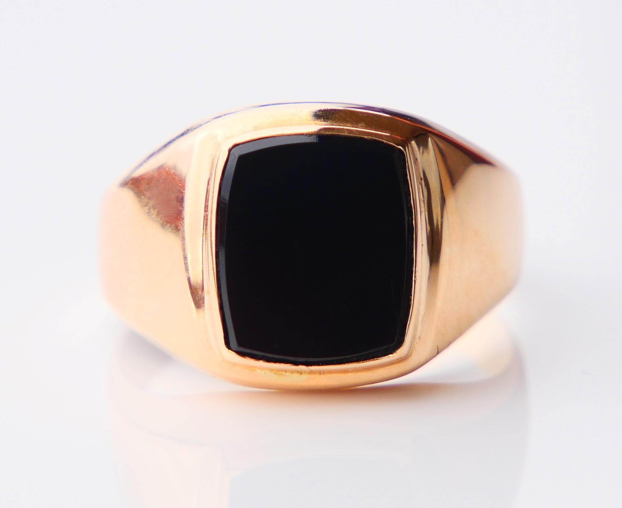 Vintage Signet Men Ring 4ct natural Onyx solid 18K Gold Ø US 10.75 / 4.9gr For Sale 4