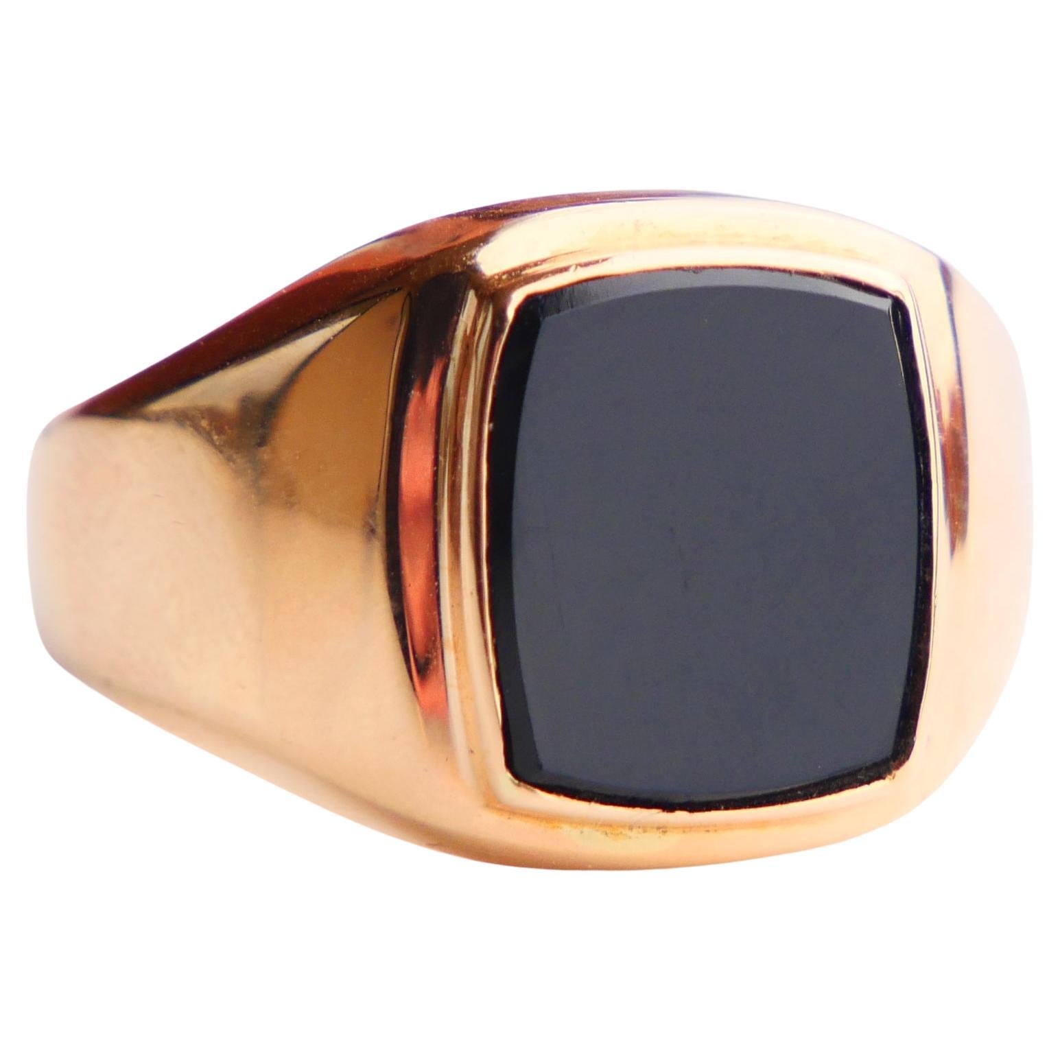 Vintage Signet Men Ring 4ct natural Onyx solid 18K Gold Ø US 10.75 / 4.9gr