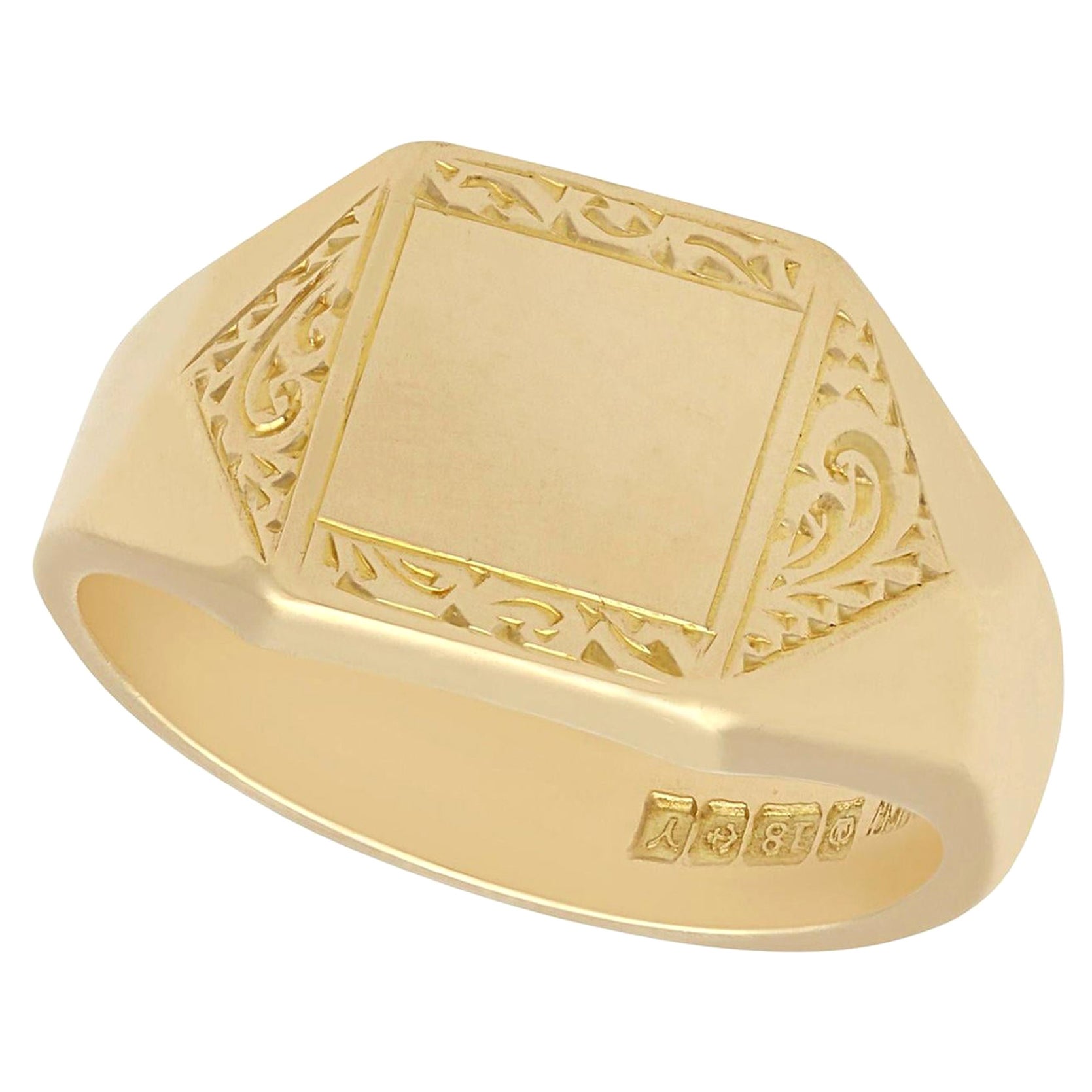 Bague signet vintage en or 18 carats