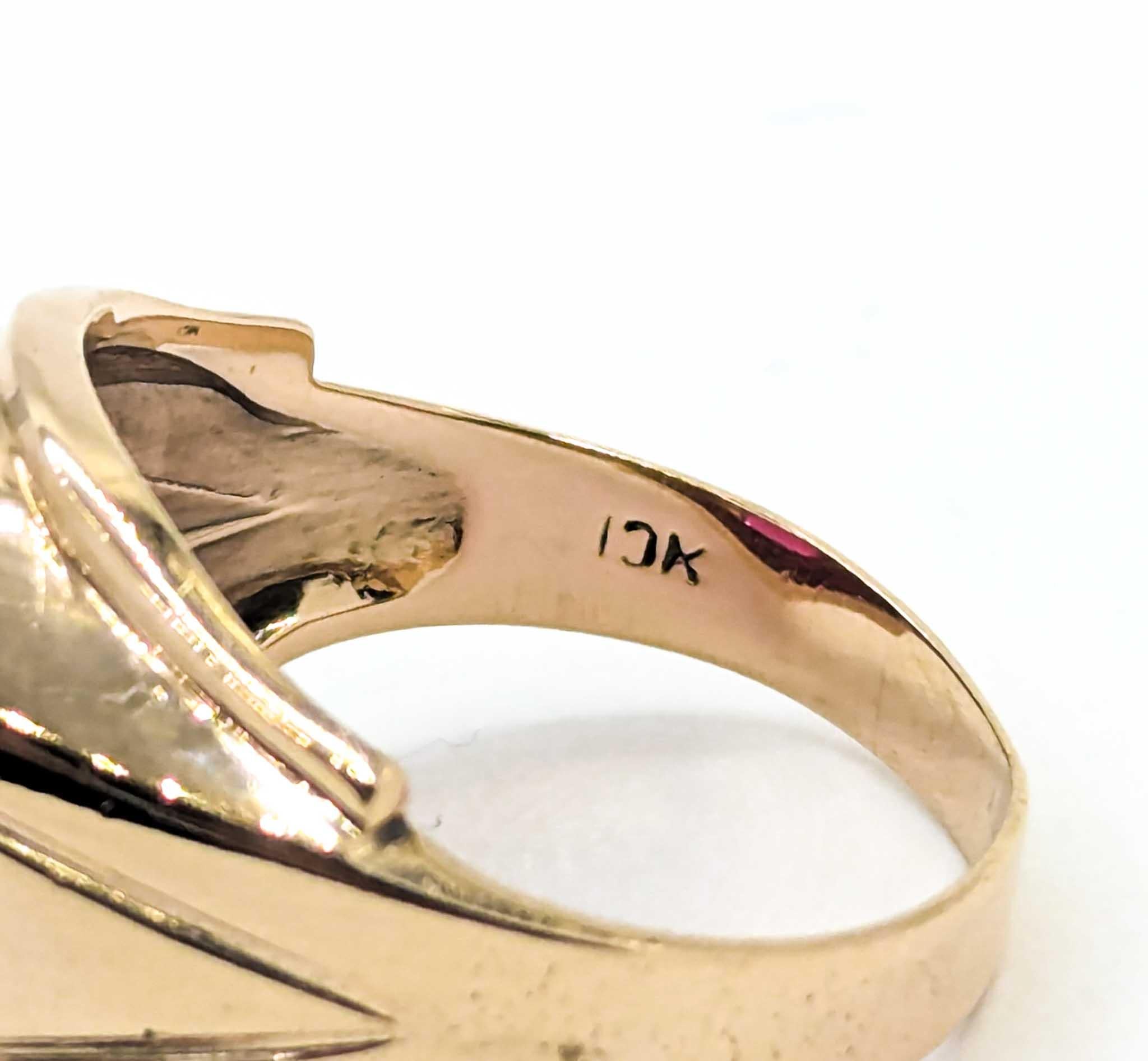 Anello con rubino firmato vintage in oro giallo 10k in vendita 3