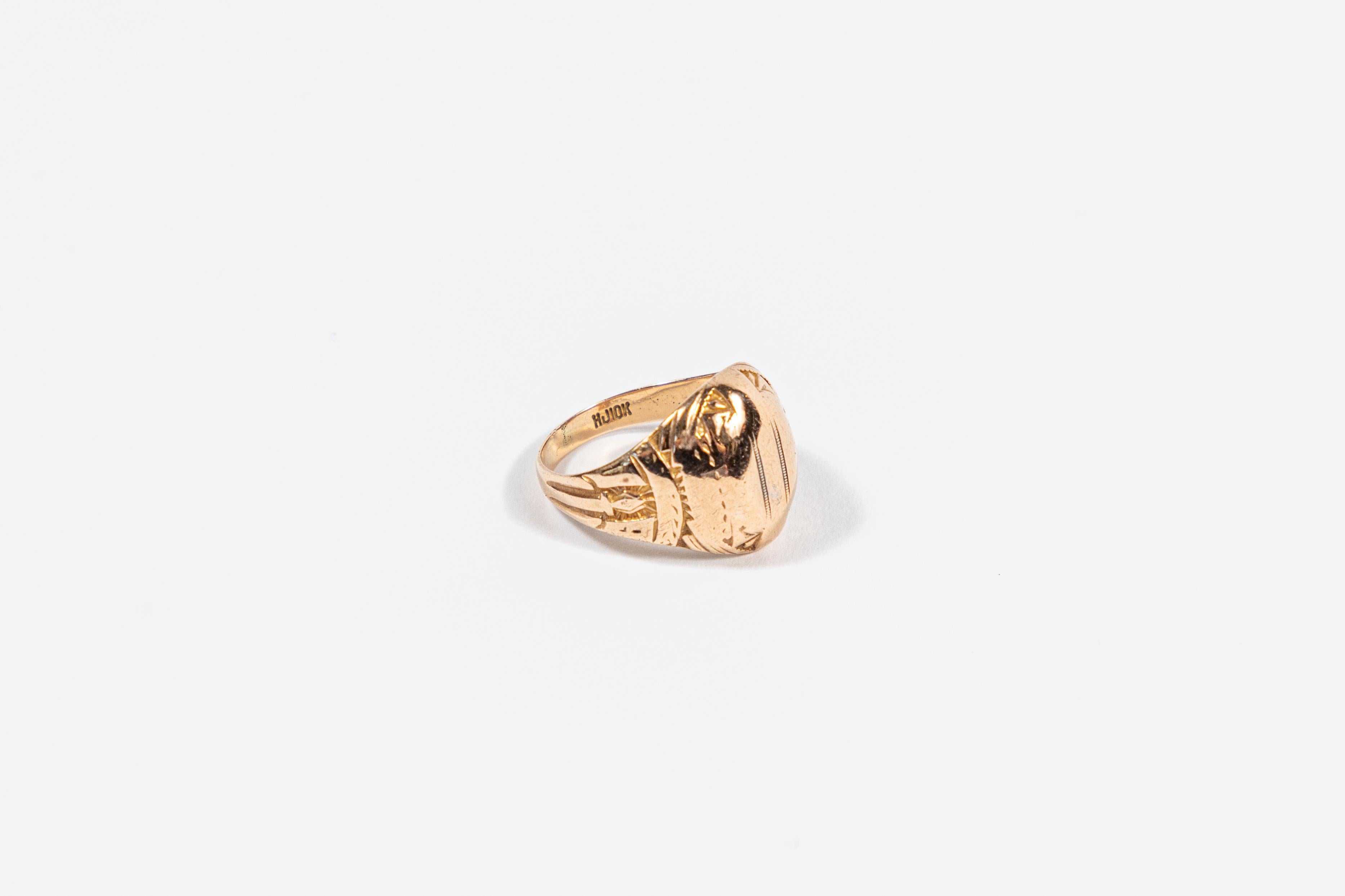 Vintage Signet Style 10 Karat Gold Class Ring by Herff Jones 3