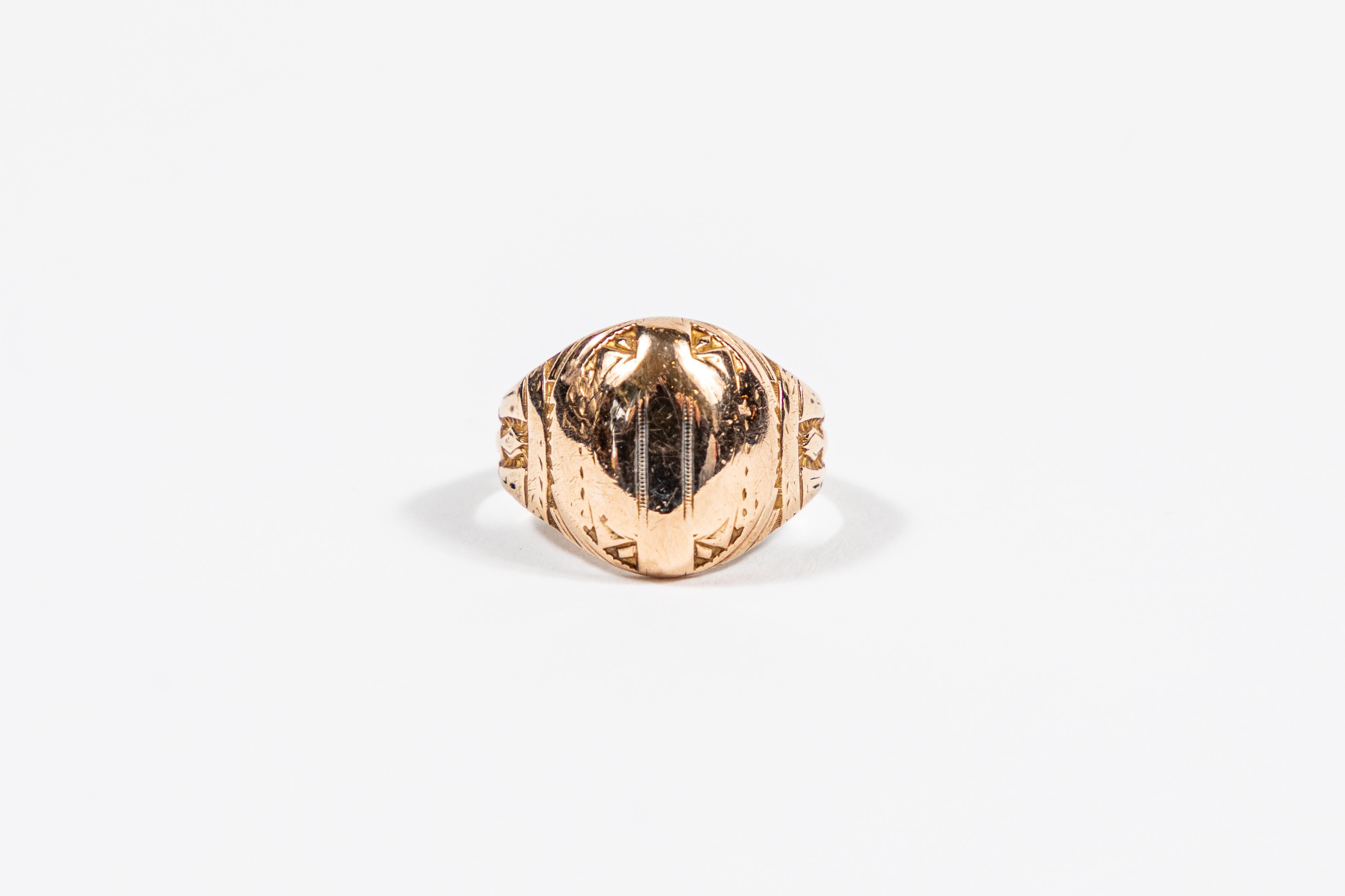 Women's or Men's Vintage Signet Style 10 Karat Gold Class Ring by Herff Jones
