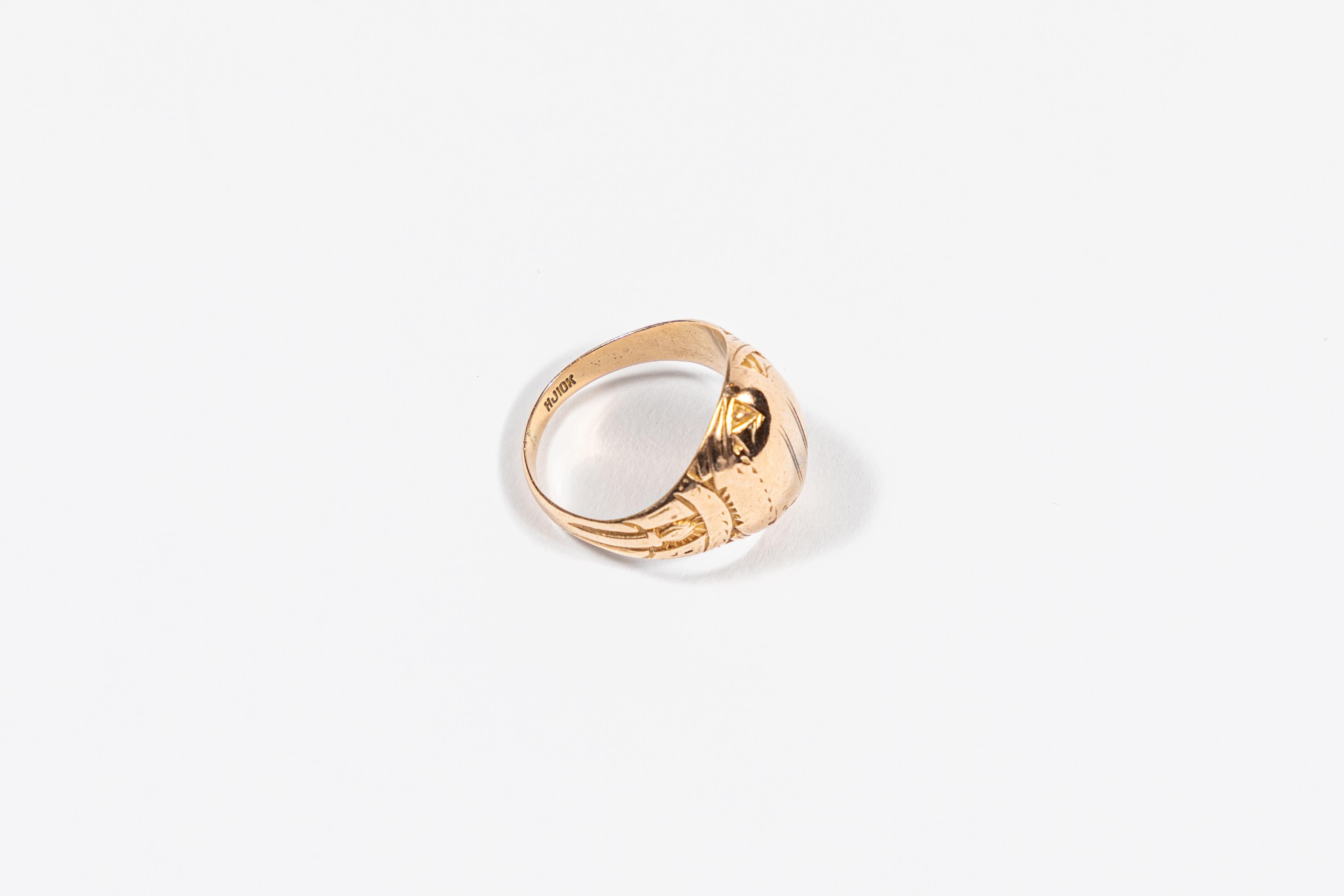 Vintage Signet Style 10 Karat Gold Class Ring by Herff Jones 2