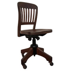 Antique Sikes Wooden Swivel Office Chair