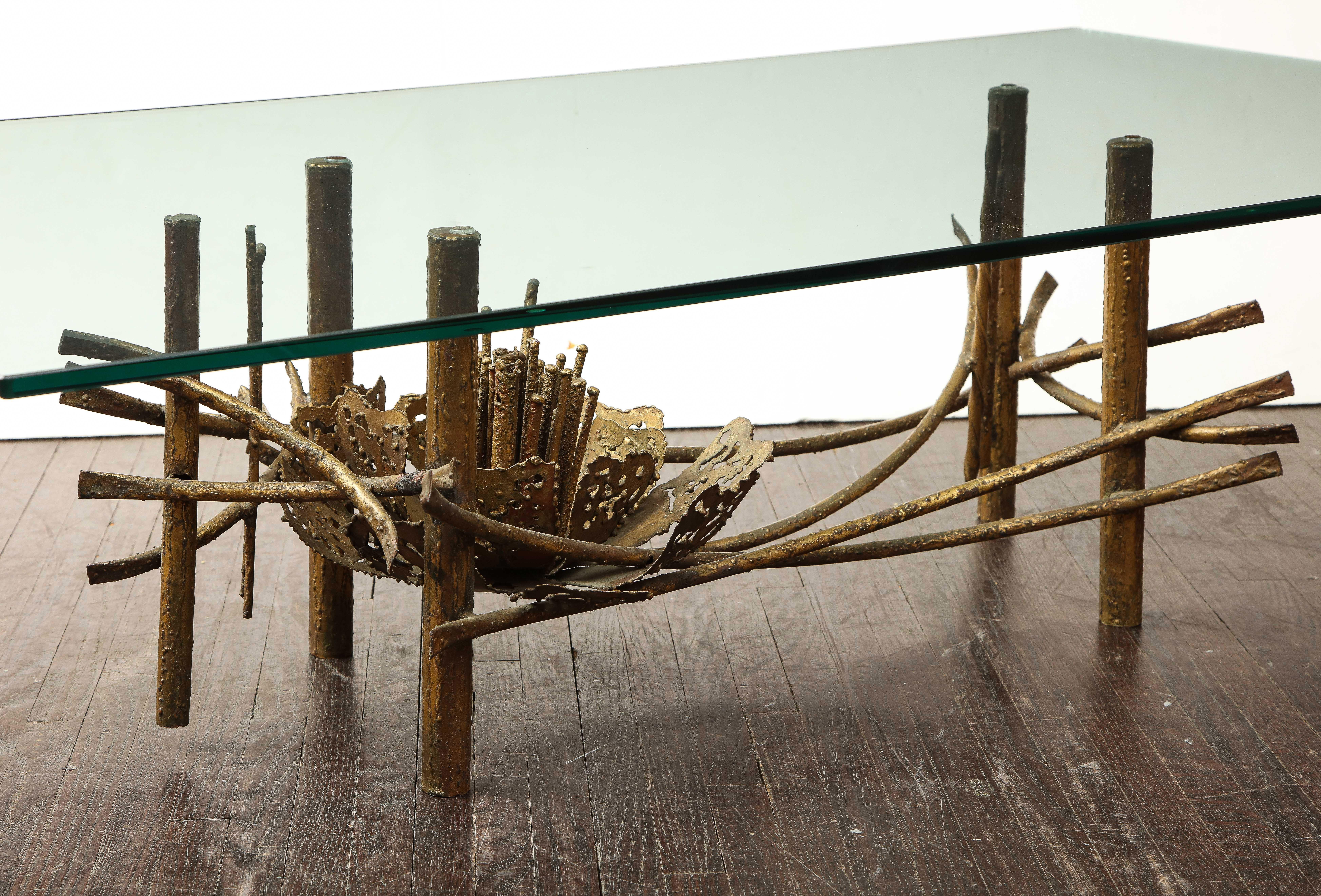 Vintage Brutalist Lotus Coffee Table in the Manner of Silas Seandel 3