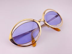 Lunettes de soleil Vintage Byhouette Or Découpé Lentilles Lilas Allemagne 1970