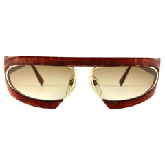  Vintage Silhouette Mask M8020 Burgundy & Gold 1980's Sunglasses