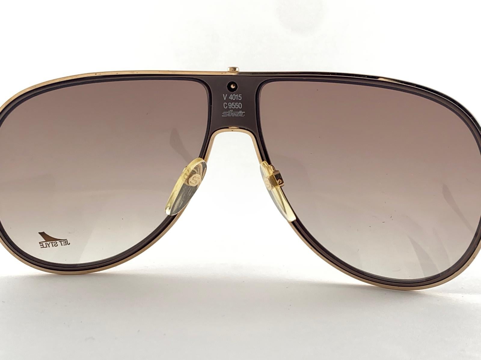 Vintage Silhouette Oversized Jet Style Gradient  Brown Lens 1970'S Sunglasses For Sale 1