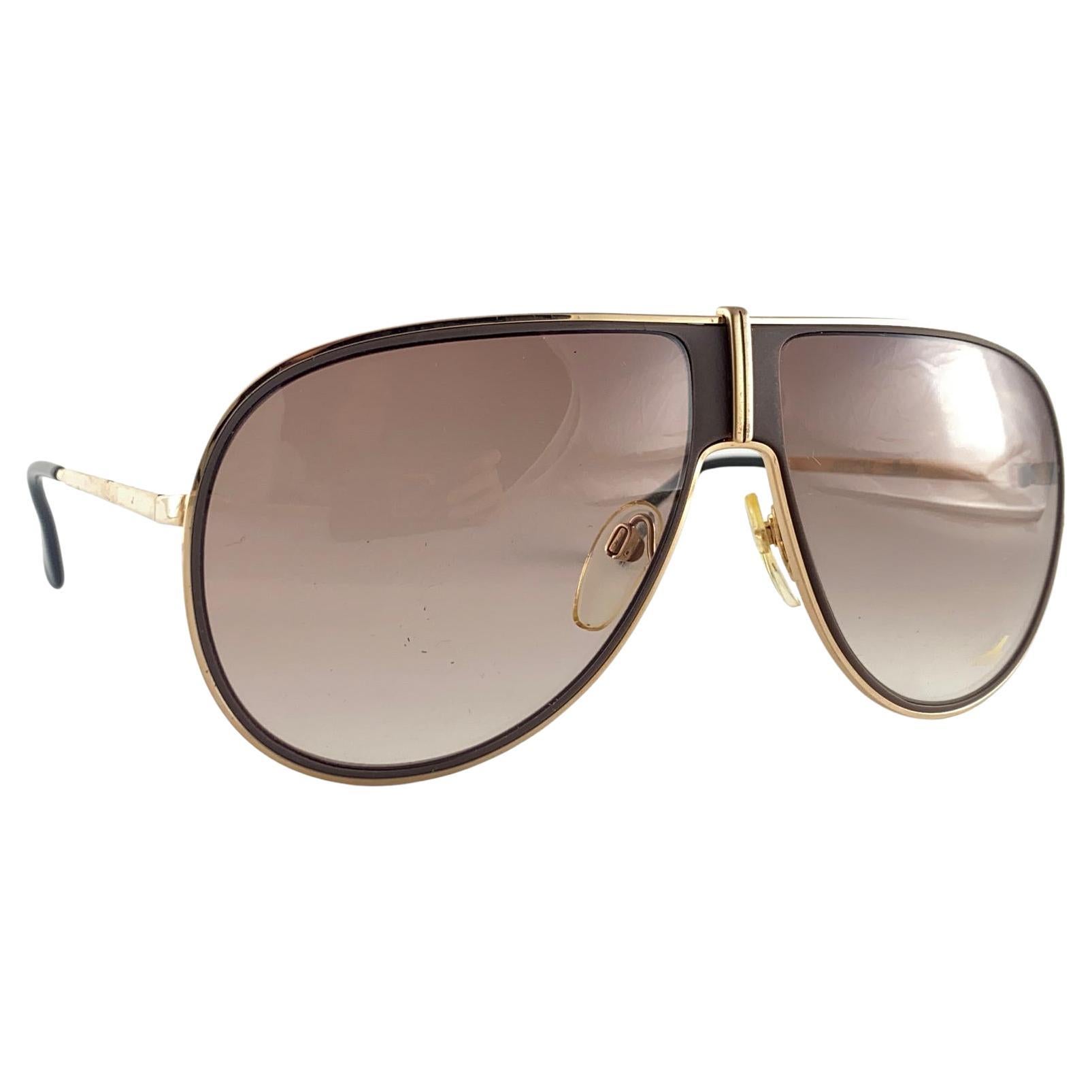 Vintage Silhouette Oversized Jet Style Gradient  Brown Lens 1970'S Sunglasses For Sale