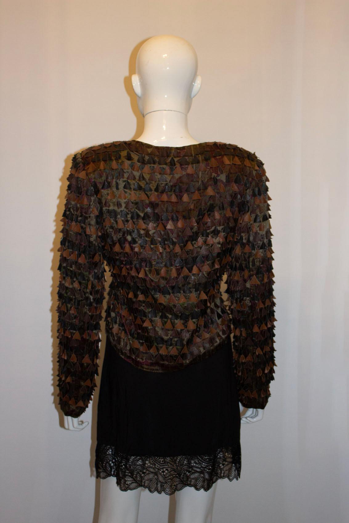 Chaqueta vintage de seda y cuero de Blank London en venta 1