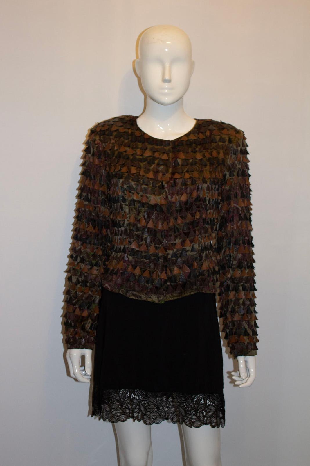 Chaqueta vintage de seda y cuero de Blank London en venta 4