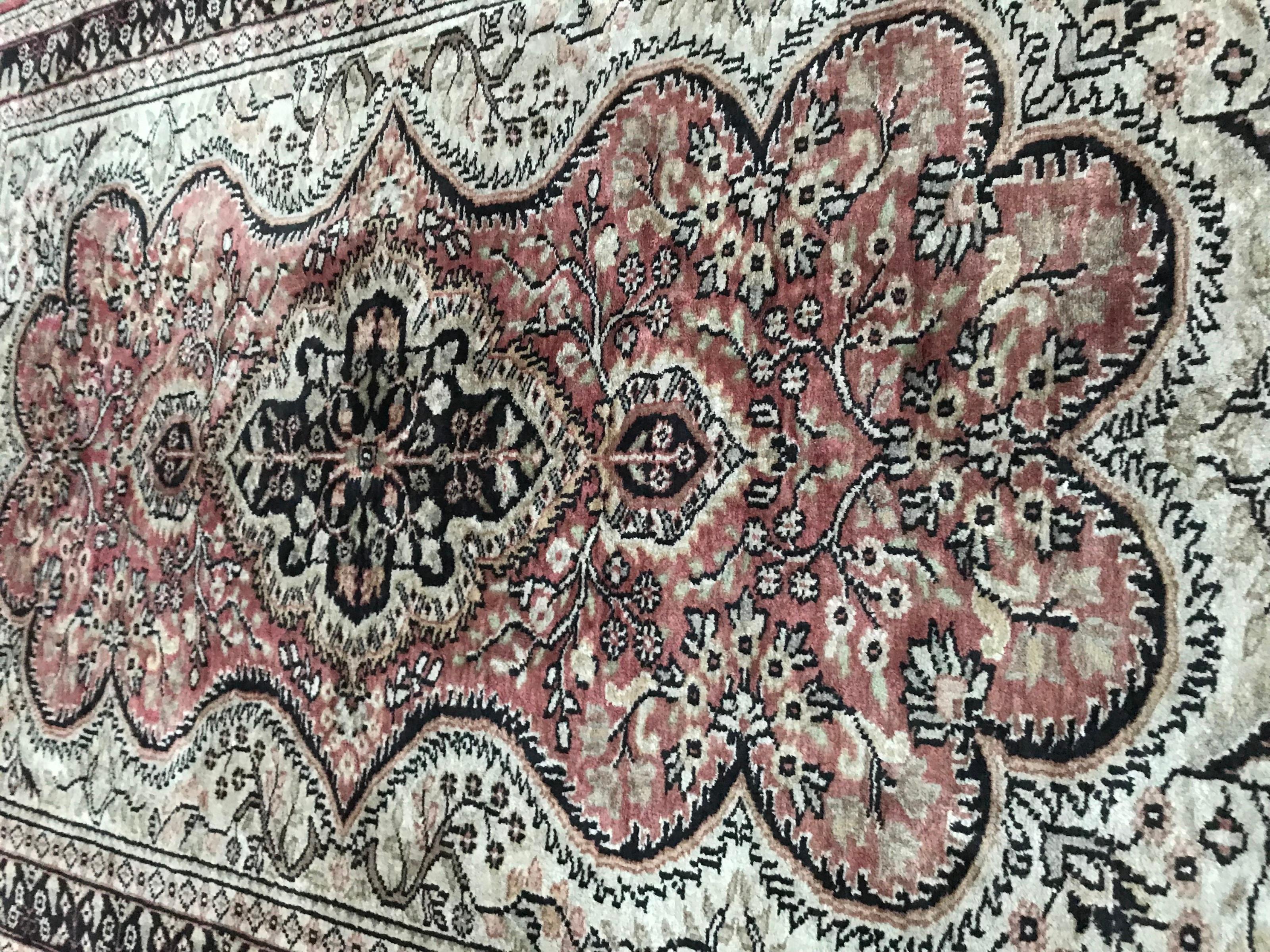 Tabriz Vintage Silk and Wool Pakistani Rug