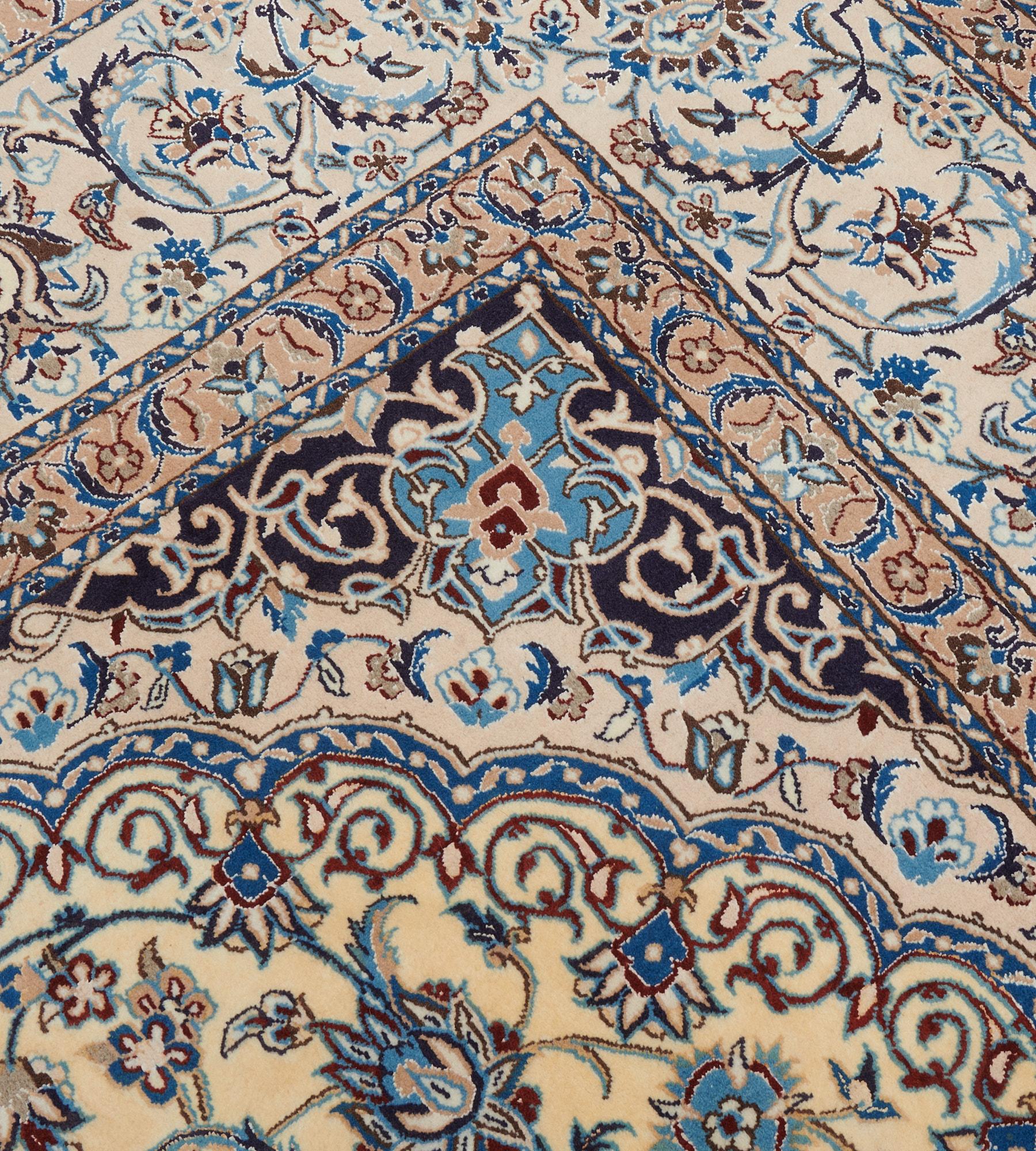 Vintage Silk and Wool Persian Nain Rug For Sale 2