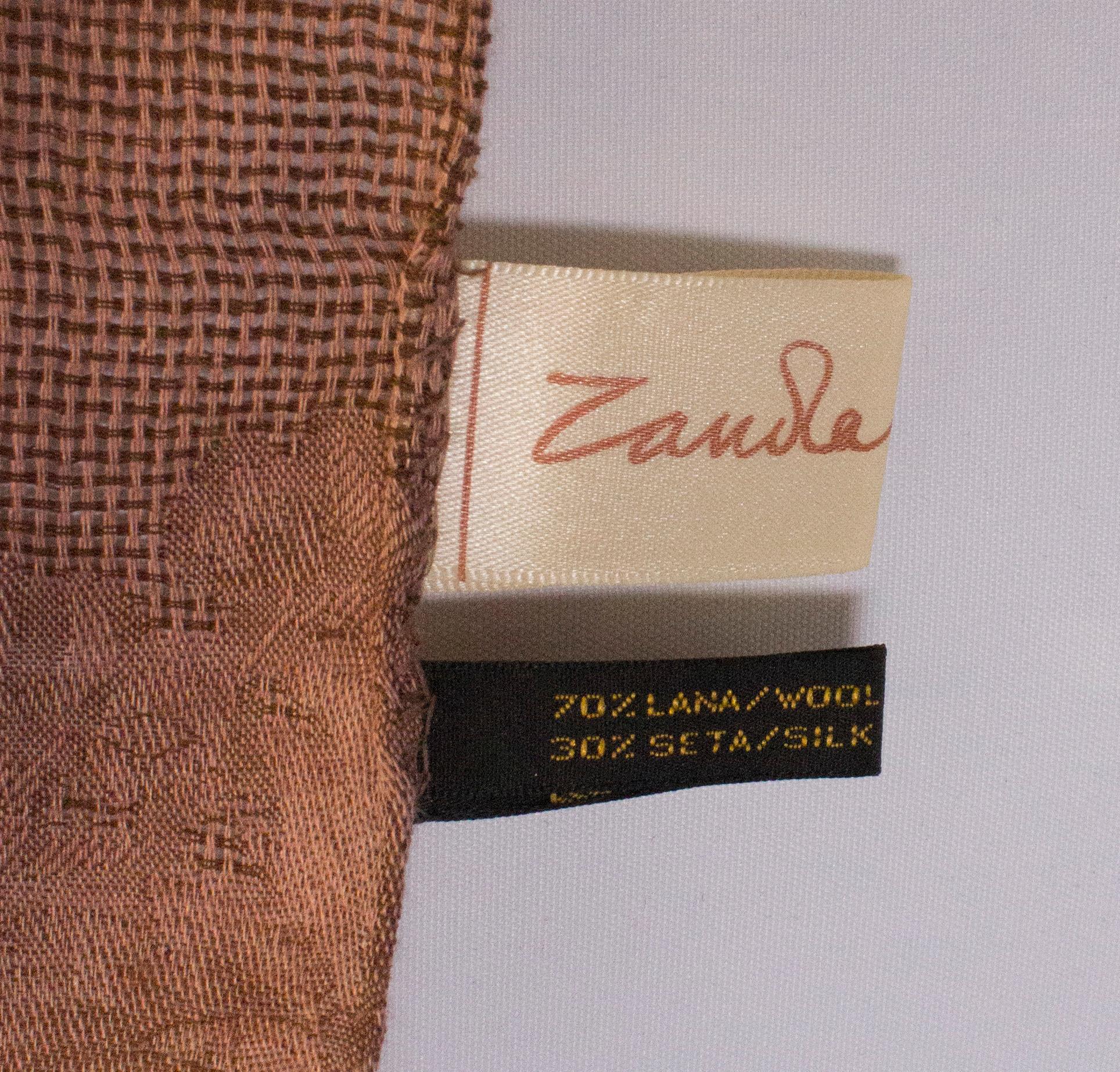 Brown Vintage Silk and Wool Shawl by Zandra Rhodes
