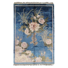 Vintage Silk Art Deco Rug Silk Chinese Rug Silk Tapestry Chinese Rug