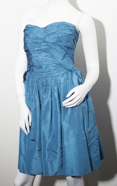 Vintage Silk Blue Jean Chanel dress with jacket with matching jacket