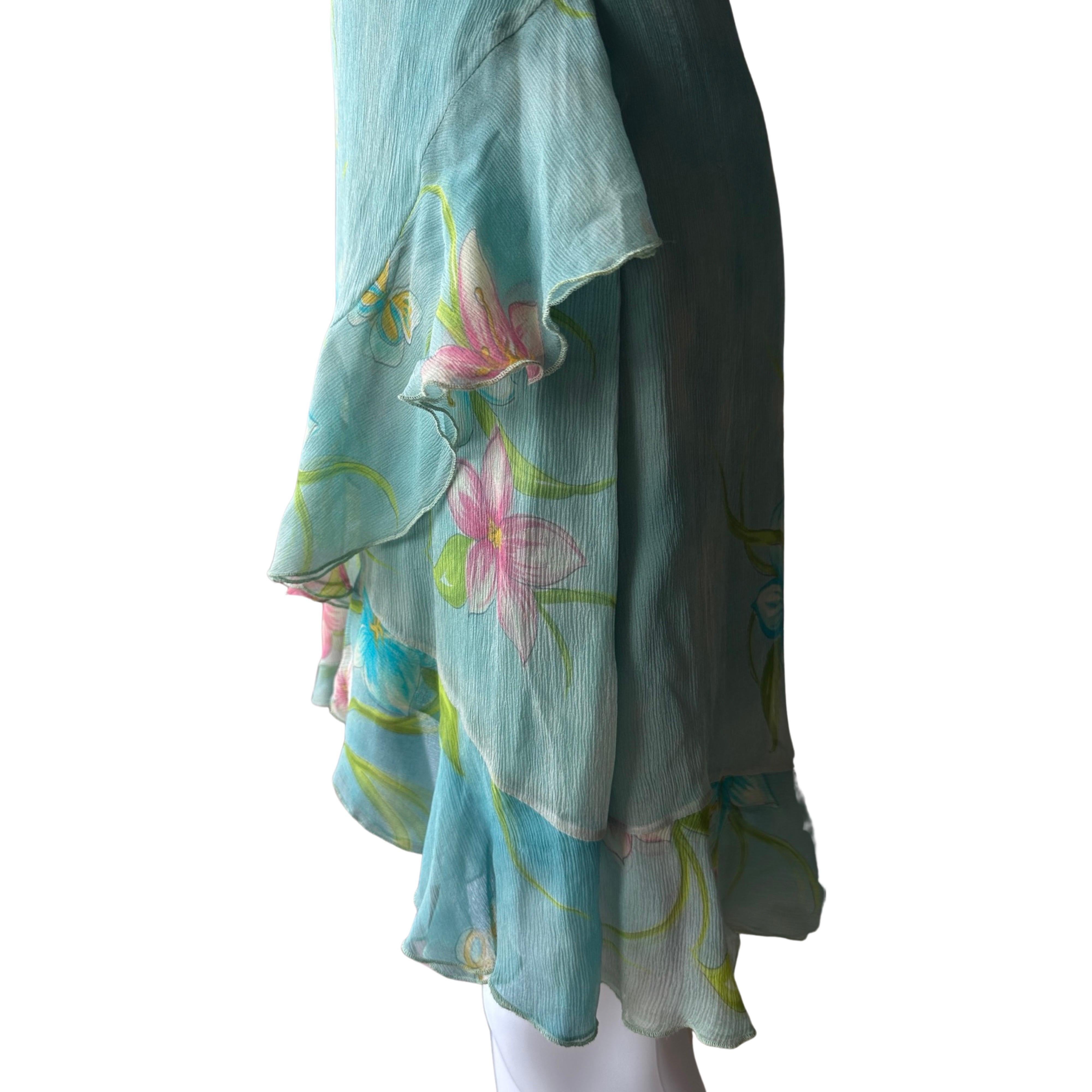 Women's Vintage silk Blumarine slip floral mini dress-Size S