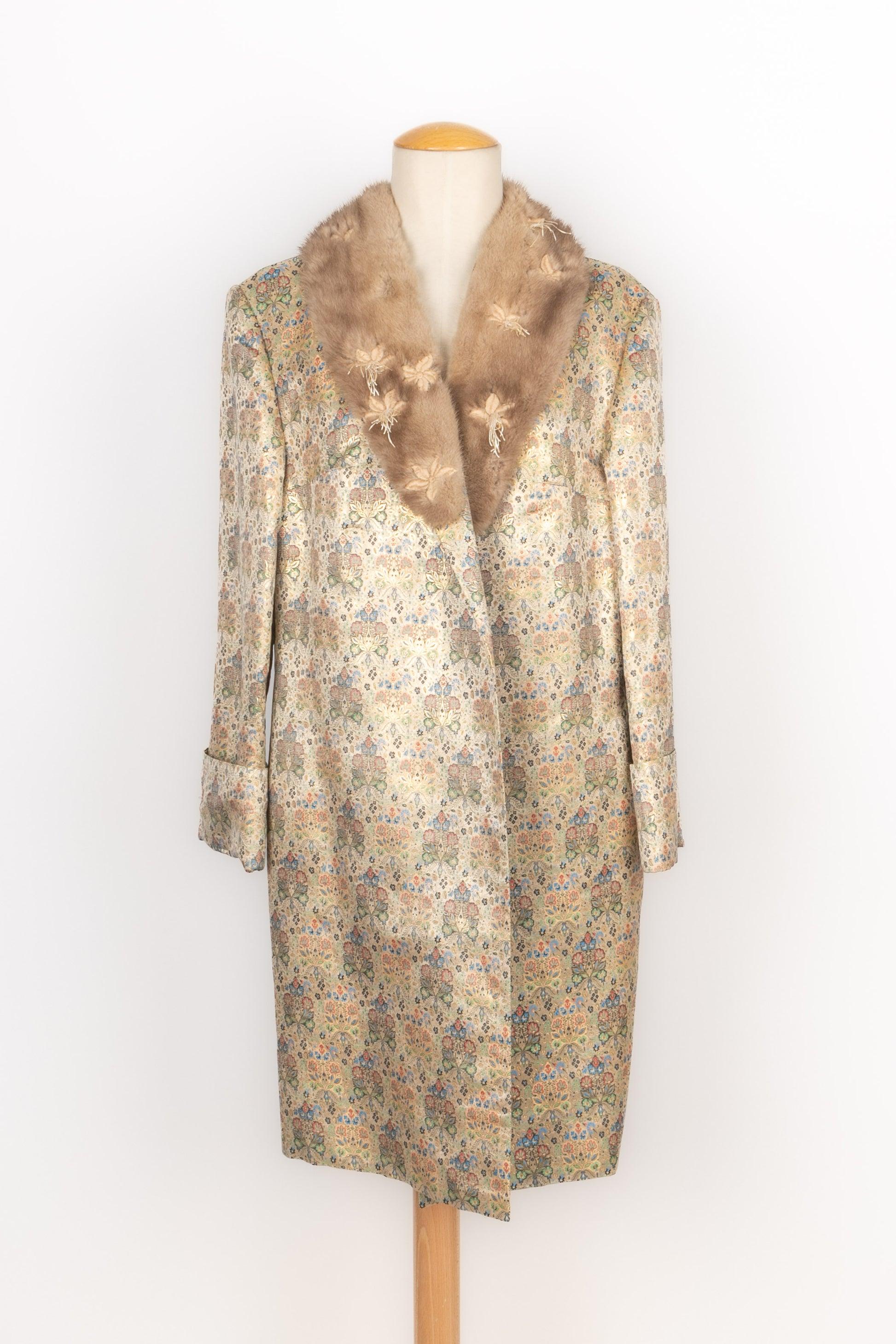 Vintage Silk Brocade Coat, 1960s For Sale