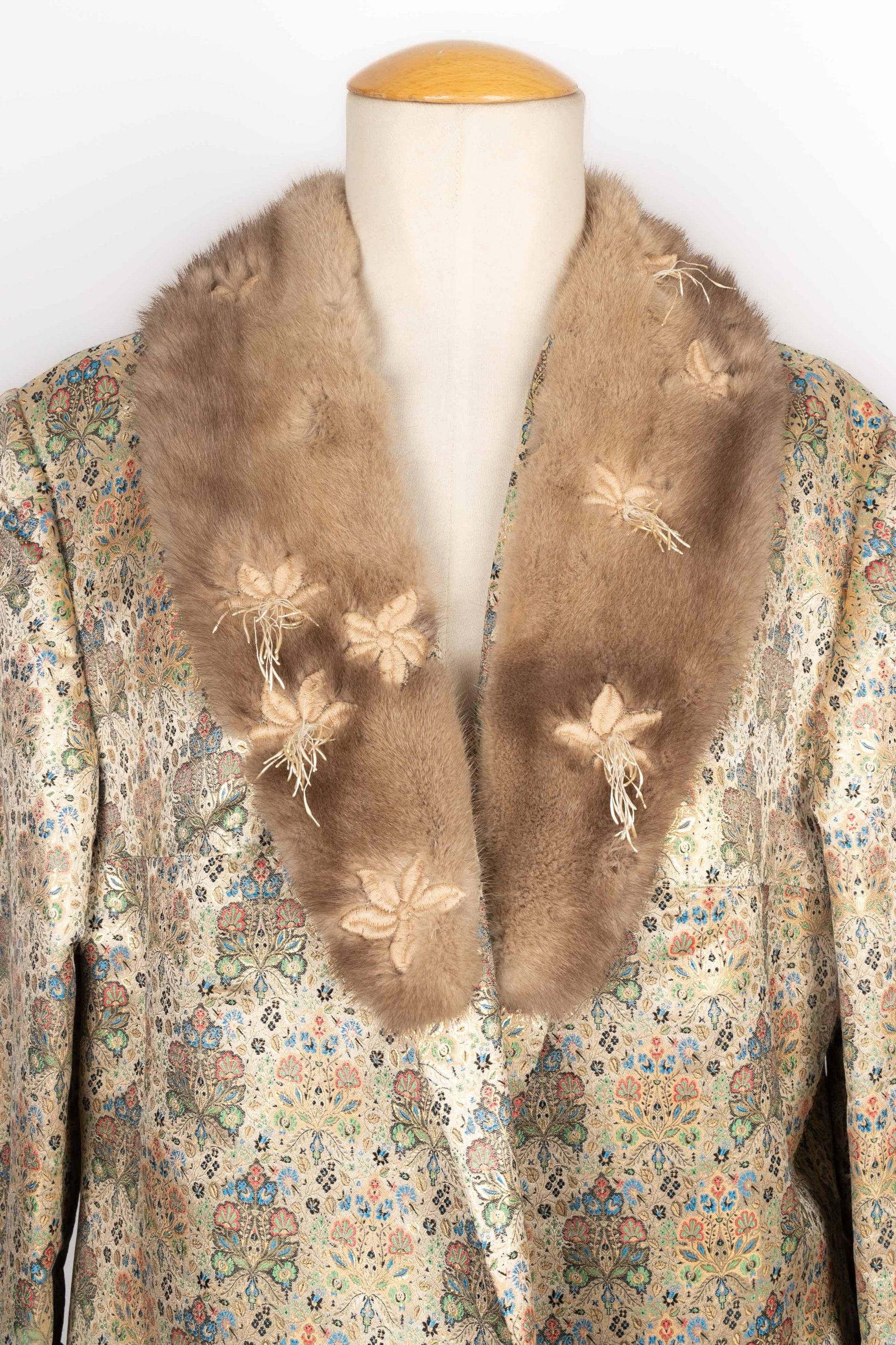 Vintage Silk Brocade Coat, 1960s For Sale 1