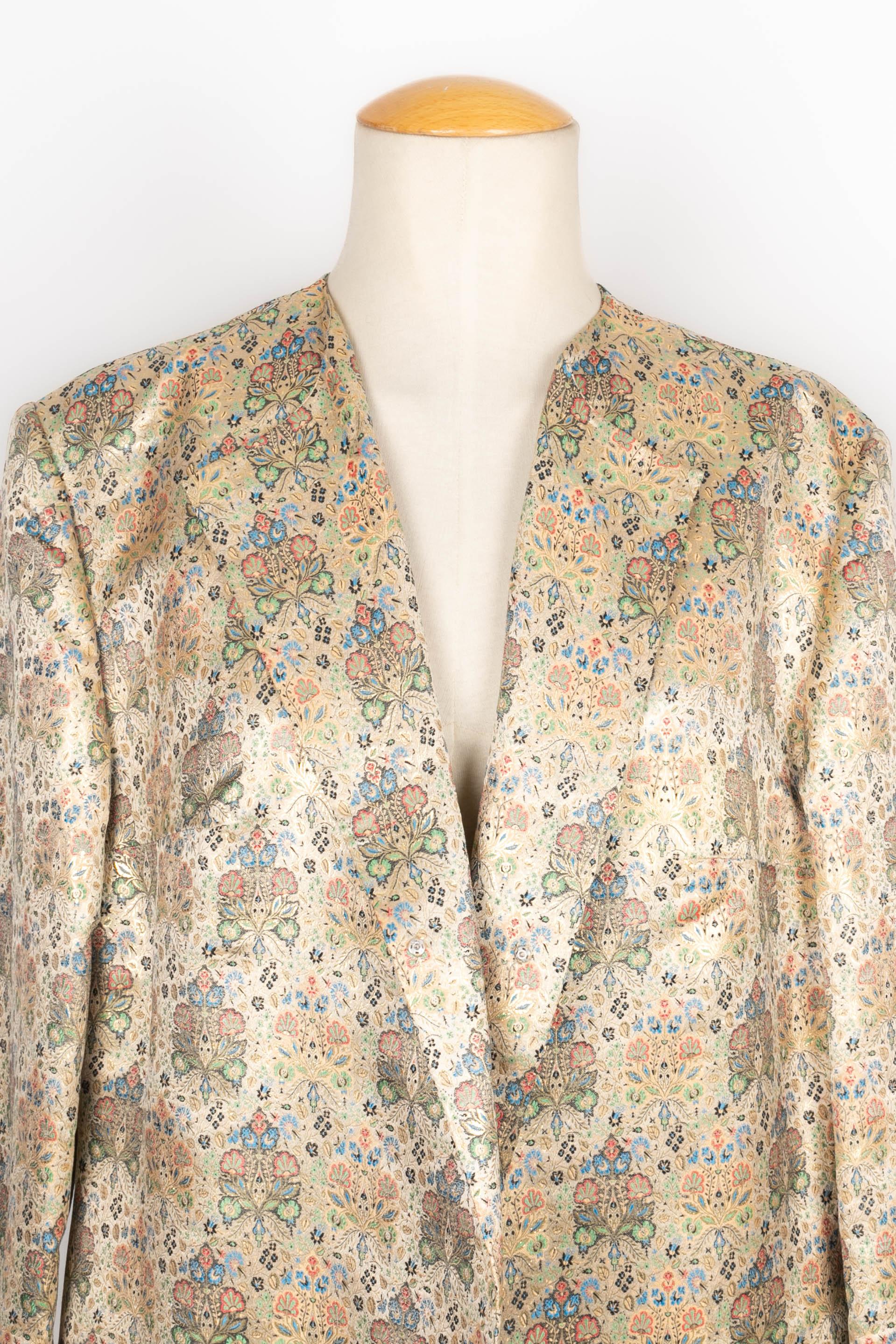 Vintage Silk Brocade Coat, 1960s For Sale 2