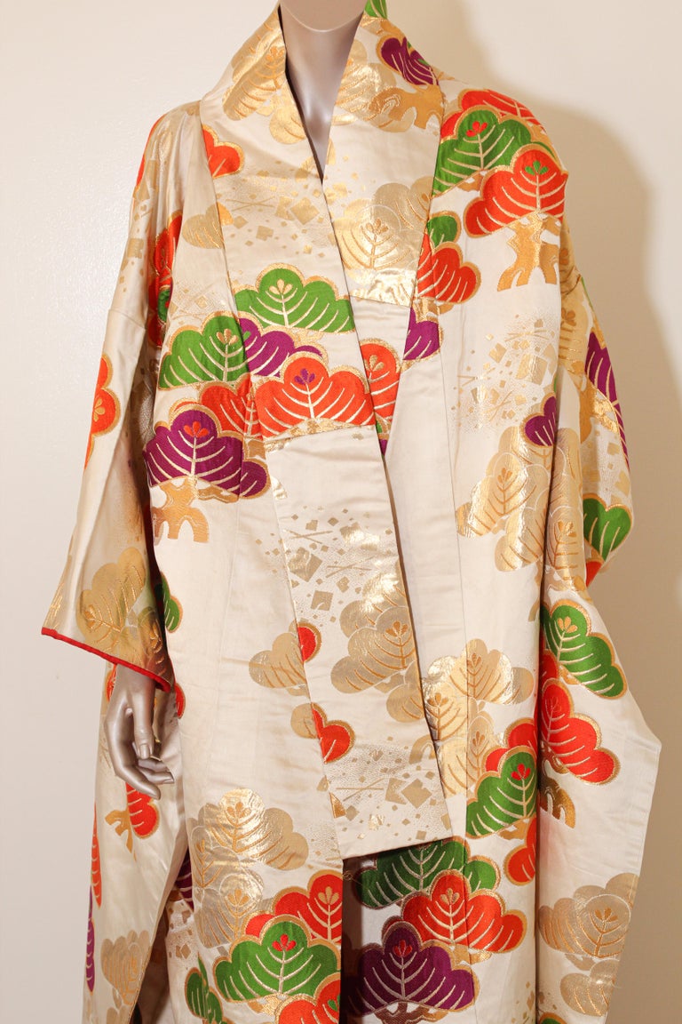 Vintage Silk Brocade Japanese Ceremonial Kimono For Sale at 1stDibs