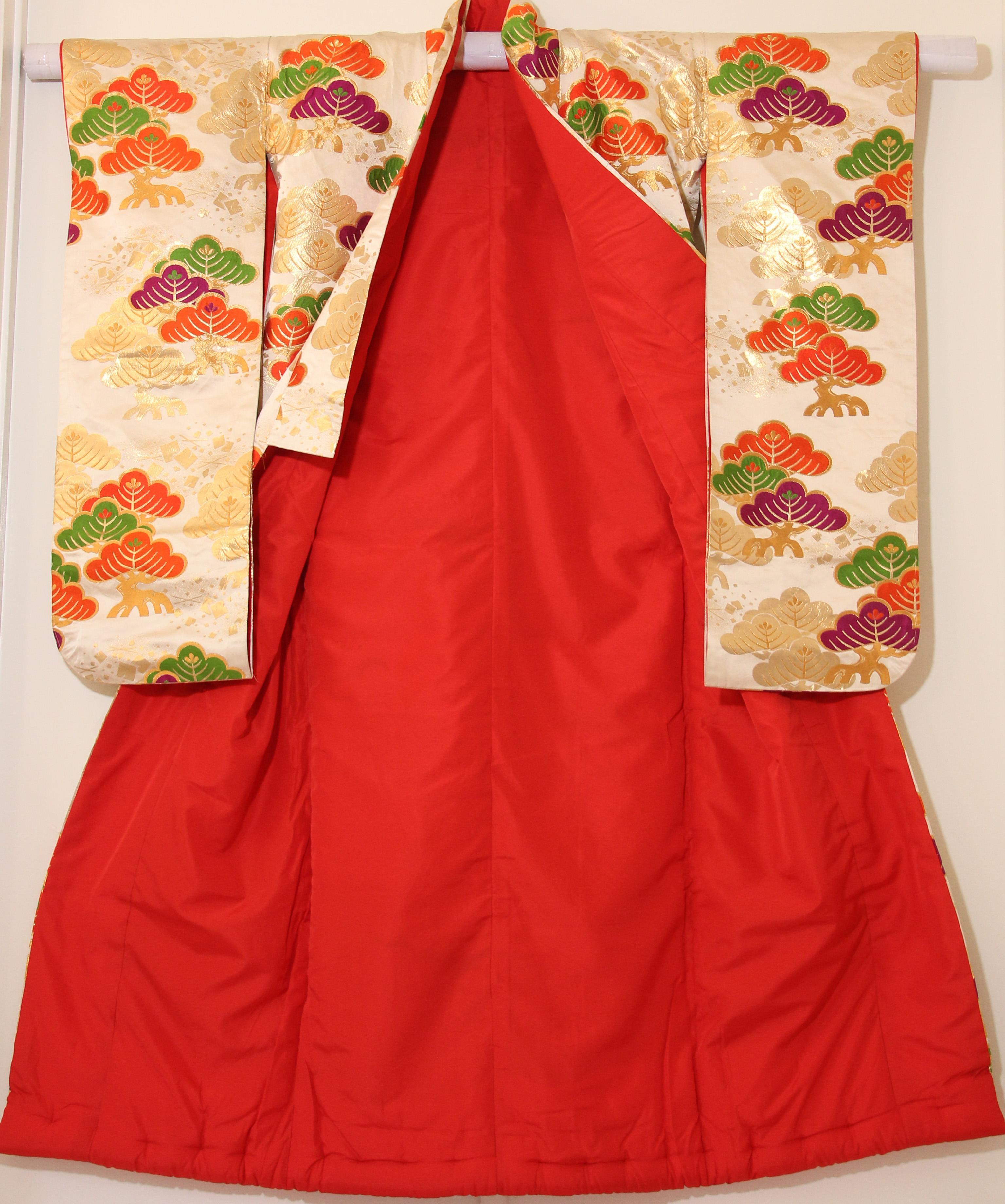 Japanisches zeremonielles japanisches Kimono-Kleid aus Seidenbrokat im Angebot 13