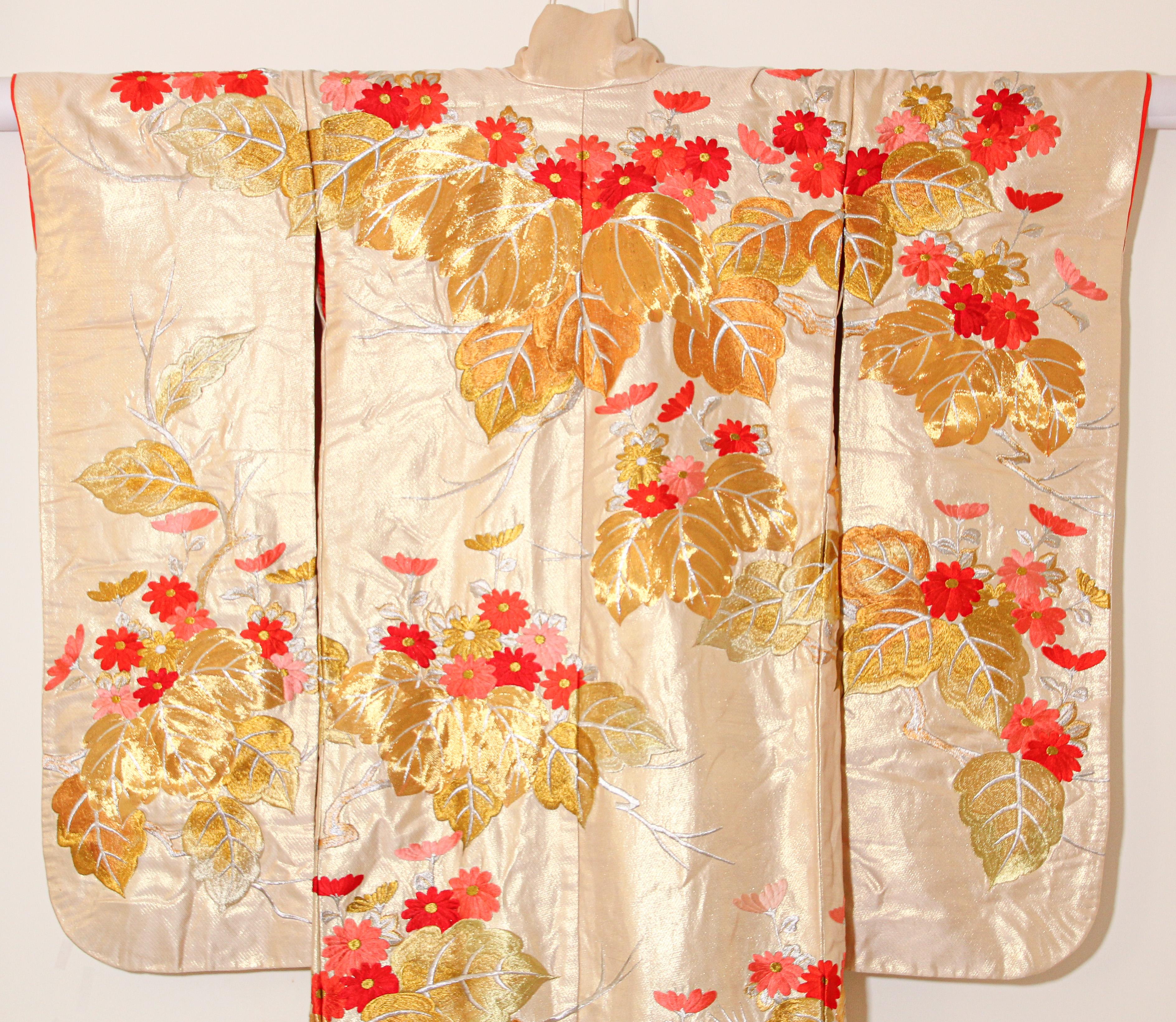 Vintage Silk Brocade Japanese Ceremonial Wedding Kimono 7